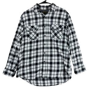 Anchorage Expedition Mens Shirt Black White Plaid Cotton Flannel Outdoors Large